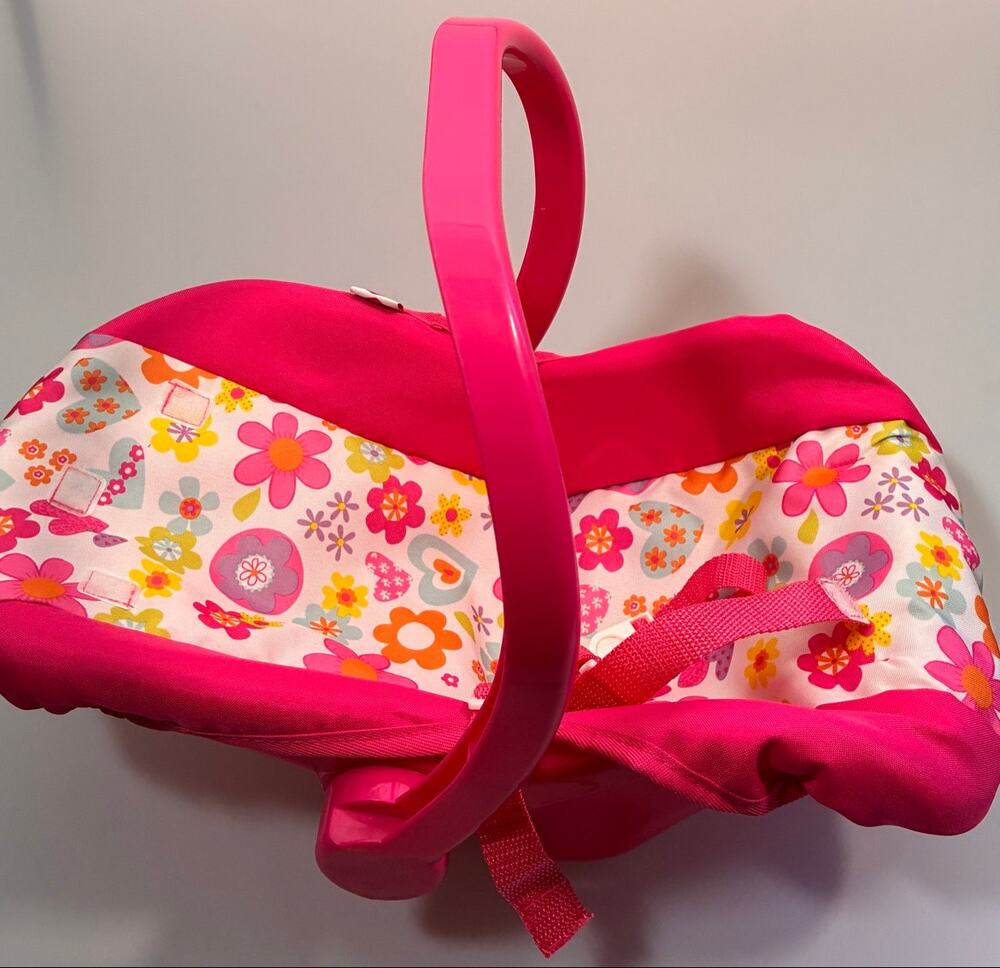 Adora Baby Doll Car Seat Carrier Pink Floral Fits 20 inch Dolls